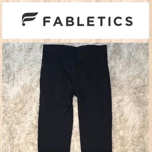 Black high waisted seamless tights w/ mesh detail